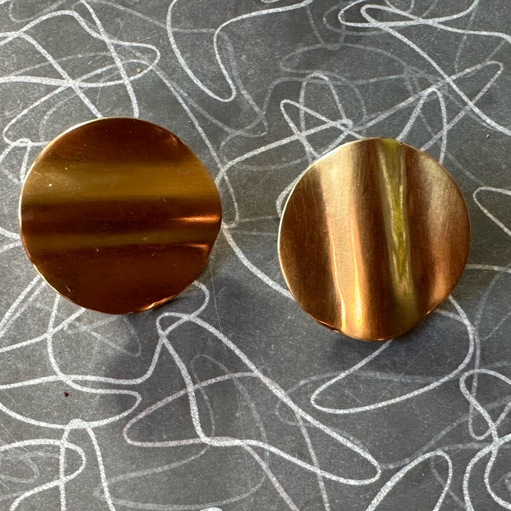 Gold Played Circular Earrings Clip-on